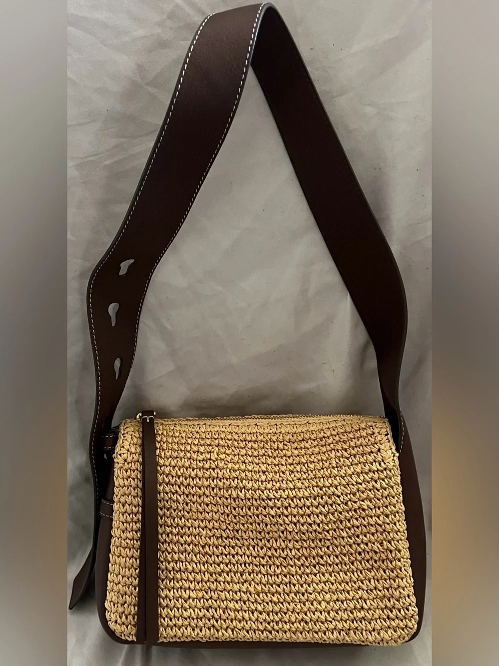 Tory Burch ROMY WOVEN Leather Shoulder Bag $395